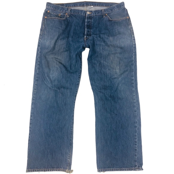 [Levi’s] Men's Med Wash 501 Straight Leg Jeans - Picture 2 of 8